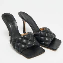 مملوكة مسبقًا صندل سليد بوتيغا فينيتا ليدو جلد أسود مقاس 39.5