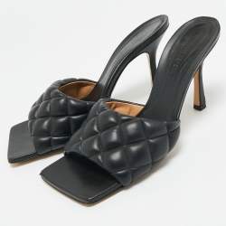 مملوكة مسبقًا صندل سليد بوتيغا فينيتا ليدو جلد أسود مقاس 39.5