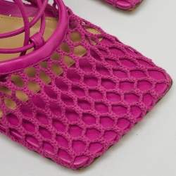 Pre Owned Bottega Veneta Pink Leather and Stretch Mesh Wrap Around Pumps Size 35.5