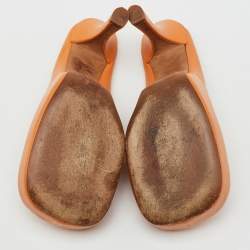 مملوكة مسبقًا Bottega Veneta Orange Leather Stretch The Bold Mules Size 36