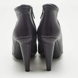 Pre Owned Bottega Veneta Purple Leather Ankle Length Boots Size 39.5