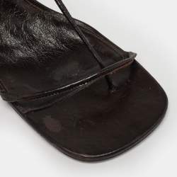 Pre Owned Bottega Veneta Brown Leather Stretch Ankle Strap Sandals Size 41