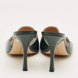 Pre Owned Bottega Veneta Green Stretch Slide Sandals Size 40