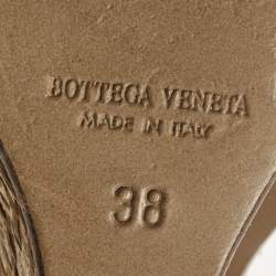 Pre Owned Bottega Veneta Brown Raffia Ankle Wrap Wedge Sandals Size 38