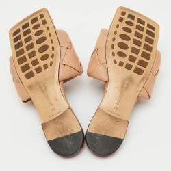 Pre Owned Bottega Veneta Beige Intrecciato Leather Lido Flat Sandals Size 40