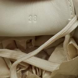Pre Owned Bottega Veneta Gold/White Intrecciato Leather and Suede Low Top Sneakers Size 38