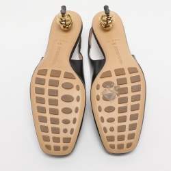 Pre Owned Bottega Veneta Black Leather Knot Slingback Sandals Size 39