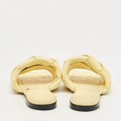 Pre Owned Bottega Veneta Yellow Intrecciato Leather Lido Flat Sandals Size 39.5