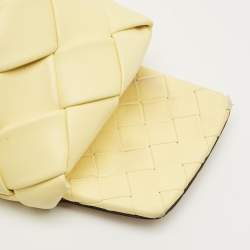 Pre Owned Bottega Veneta Yellow Intrecciato Leather Lido Flat Sandals Size 39.5