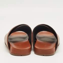 Pre Owned Bottega Veneta Brown Leather Flat Sandals Size 41