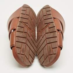 Pre Owned Bottega Veneta Brown Leather Flat Sandals Size 41