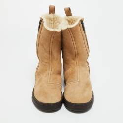 Pre Owned Bottega Veneta Brown Suede Ankle Length Boots Size 37