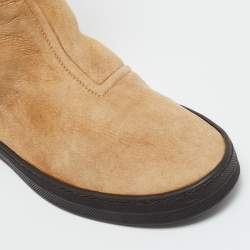 Pre Owned Bottega Veneta Brown Suede Ankle Length Boots Size 37