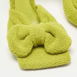 Pre Owned Bottega Veneta Green Fabric Stretch Slide Sandals Size 39