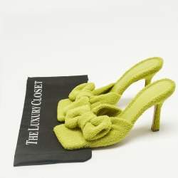 Pre Owned Bottega Veneta Green Fabric Stretch Slide Sandals Size 39