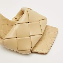 Pre Owned Bottega Veneta Beige Quilted Leather Lido Slide Sandals Size 37.5