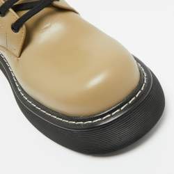 Pre Owned Bottega Veneta Green Leather Swell Ankle Length Boots Size 41