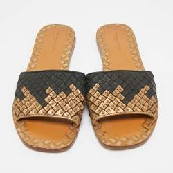 Pre Owned صندل بوتيغا فينيتا مسطح جلد إنتريشياتو برتقالي مقاس 39.5