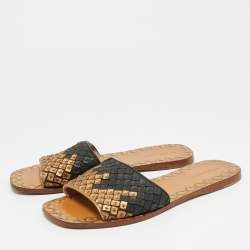 Pre Owned صندل بوتيغا فينيتا مسطح جلد إنتريشياتو برتقالي مقاس 39.5