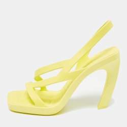 Pre Owned Bottega Veneta Green Rubber Jimbo Slingback Sandals Size 39