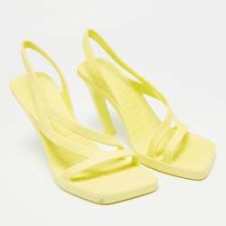 Pre Owned Bottega Veneta Green Rubber Jimbo Slingback Sandals Size 39