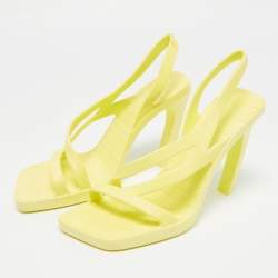 Pre Owned Bottega Veneta Green Rubber Jimbo Slingback Sandals Size 39