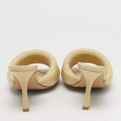 Pre Owned Bottega Veneta Beige Leather Lido Slide Sandals Size 36