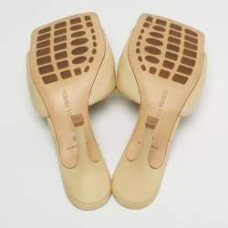 Pre Owned Bottega Veneta Beige Leather Lido Slide Sandals Size 36