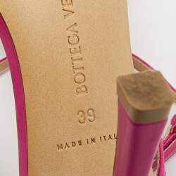 Pre Owned Bottega Veneta Pink Leather Stretch Ankle Strap Sandals Size 39