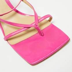 Pre Owned Bottega Veneta Pink Leather Stretch Ankle Strap Sandals Size 39