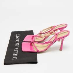 Pre Owned Bottega Veneta Pink Leather Stretch Ankle Strap Sandals Size 39