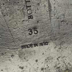 Pre Owned Bottega Veneta Black Intrecciato Leather Flat Slides Size 35