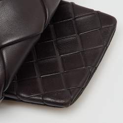 Pre Owned Bottega Veneta Dark Brown Leather Lido Flat Slide Sandals Size 36.5