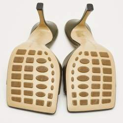 Pre Owned Bottega Veneta Olive Green Leather Lido Slide Sandals Size 36.5