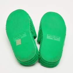 Pre Owned Bottega Veneta Green Fabric Slide Sandals Size 39
