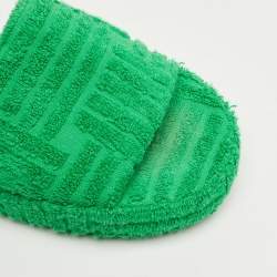 Pre Owned Bottega Veneta Green Fabric Slide Sandals Size 39