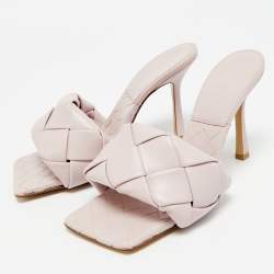 Pre Owned Bottega Veneta Purple Quilted Leather Lido Slide Sandals Size 38