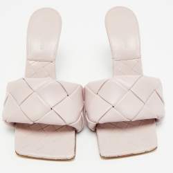 Pre Owned Bottega Veneta Purple Quilted Leather Lido Slide Sandals Size 38