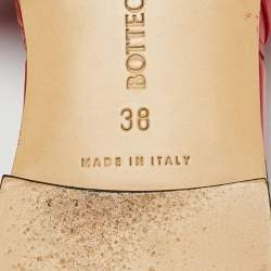 Pre Owned Bottega Veneta Lido Size 38 Red Intrecciato Leather Flat Slide