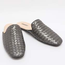 Pre Owned حذاء فلات بوتيغا فينيتا فياندرا جلد إنتريشياتو فضي مقاس 41