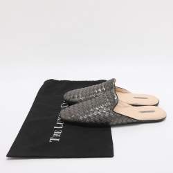 Pre Owned حذاء فلات بوتيغا فينيتا فياندرا جلد إنتريشياتو فضي مقاس 41