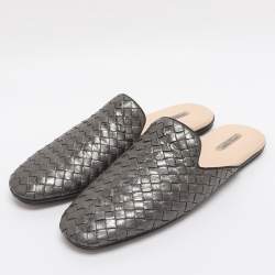 Pre Owned حذاء فلات بوتيغا فينيتا فياندرا جلد إنتريشياتو فضي مقاس 41