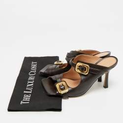 Pre Owned صندل بوتيغا فينيتا سلايد جلد بني غامق برباط مرن وحجم 38