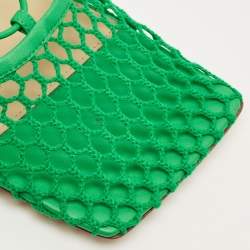 Pre Owned حذاء كعب عالي بوتيغا فينيتا كروشيه وجلد أخضر بحزام كاحل مقاس 40