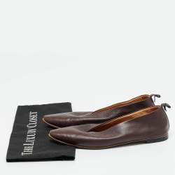 مملوكة مسبقًا Bottega Veneta Almond Size 37 Burgundy Leather Ballet Flats