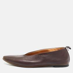مملوكة مسبقًا Bottega Veneta Almond Size 37 Burgundy Leather Ballet Flats