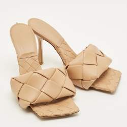 مملوكة مسبقًا Bottega Veneta Lido Size 40 Beige Intrecciato Leather Slide Sandals