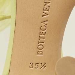 Pre Owned Bottega Veneta Dot Size 35.5 Green Feather and Leather Ankle Strap Sandals