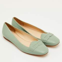 مملوكة مسبقًا حذاء باليرينا فلات بوتيغا فينيتا جلد أبيض مقاس 36