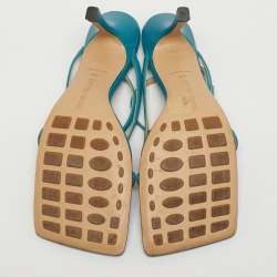 Pre Owned صندل بوتيغا فينيتا بحزام كاحل جلدي بنفسجي وسلسلة مطاطي مقاس 38